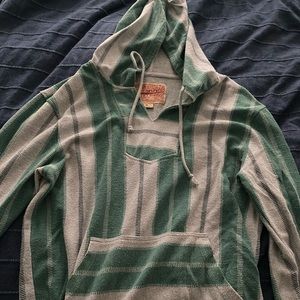 Brooklyn cloth green stripe hoodie pullover